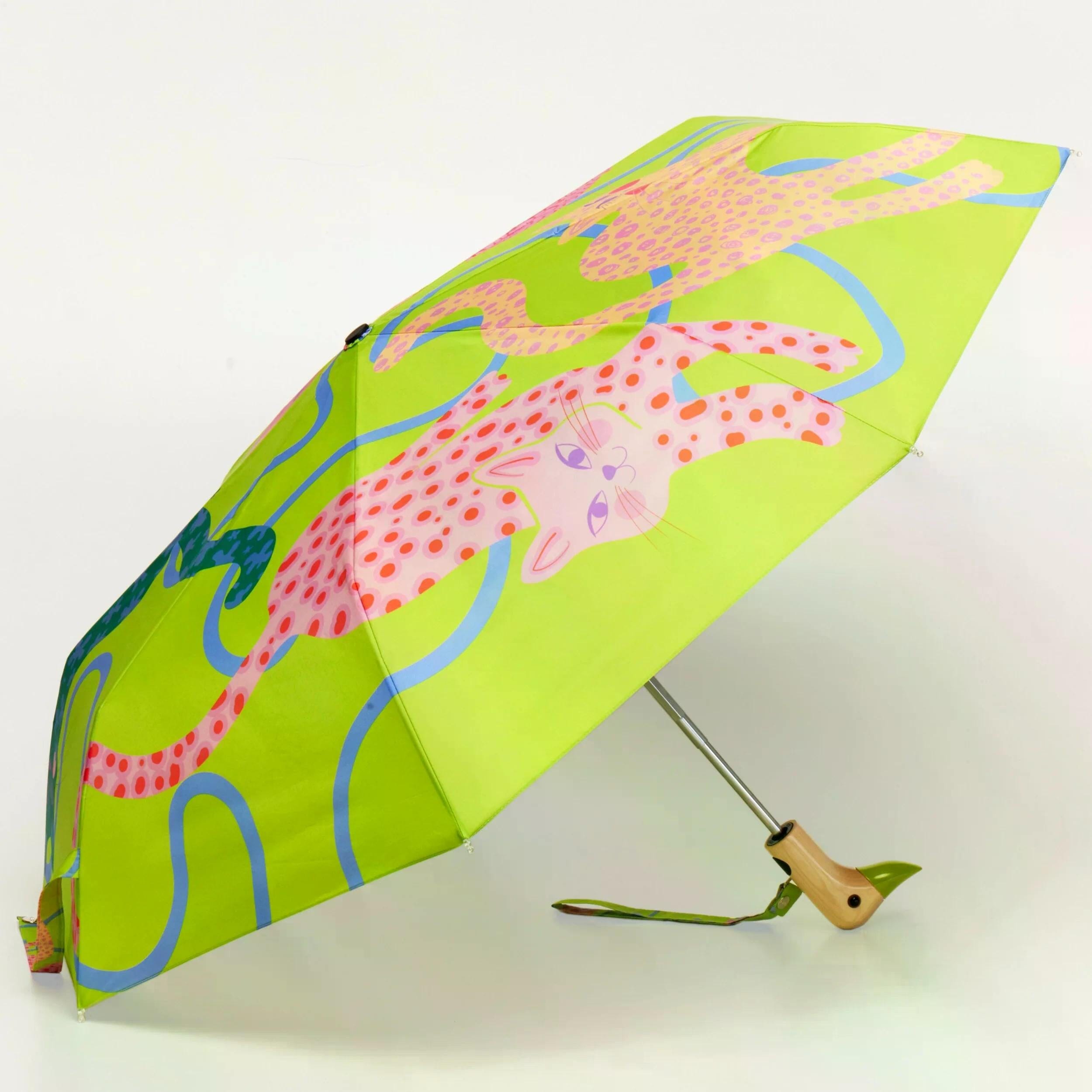 ORIGINAL DUCKHEAD EU Regenschirm mit Entenkopf - Arty Cats Lime Green Regenschirme ORIGINAL DUCKHEAD 