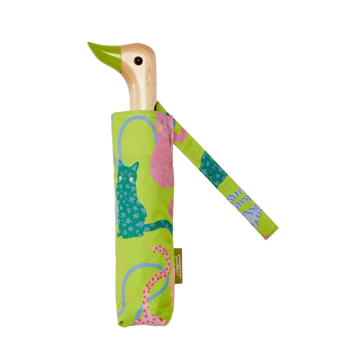 ORIGINAL DUCKHEAD EU Regenschirm mit Entenkopf - Arty Cats Lime Green Regenschirme ORIGINAL DUCKHEAD 