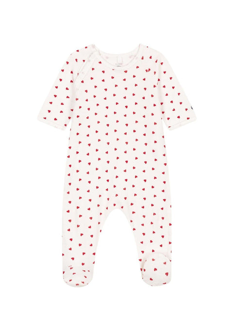 Petit Bateau Nicki Strampler weiß mit roten Herzen Strampler Petit Bateau 