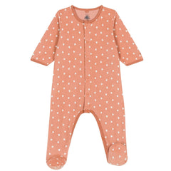 Petit Bateau Samt Strampler orange mit Herzen Strampler Petit Bateau 