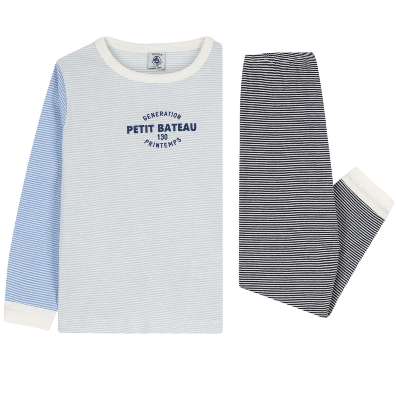 Petit Bateau Pyjama Ringelstreifen Mehrfarbig aus Rippstrick Schlafanzug Petit Bateau 