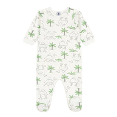 Petit Bateau Strampler Kameldruck weiß und grün Strampler Petit Bateau 