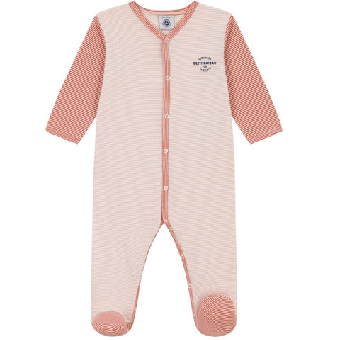 Petit Bateau Ringelstrampler rosa aus Bio-Baumwolle Strampler Petit Bateau 