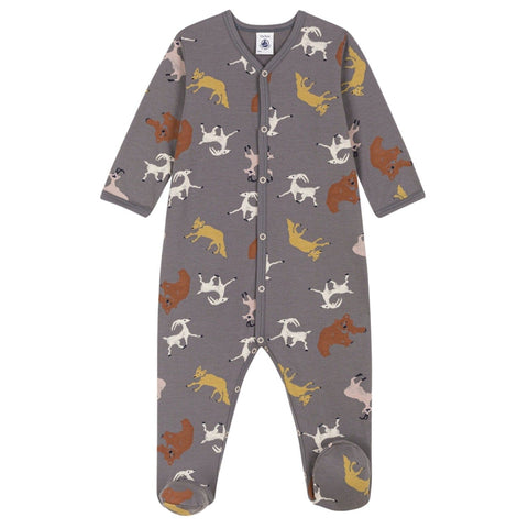 Petit Bateau Baby-Strampler fußlos mit Tiermotiv - grau Strampler Petit Bateau 
