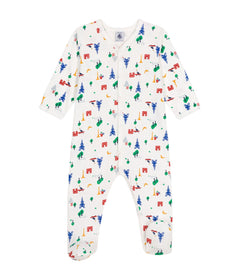 Petit Bateau weißer Strampler mit buntem Paris Motiv Aufdruck Strampler Petit Bateau 