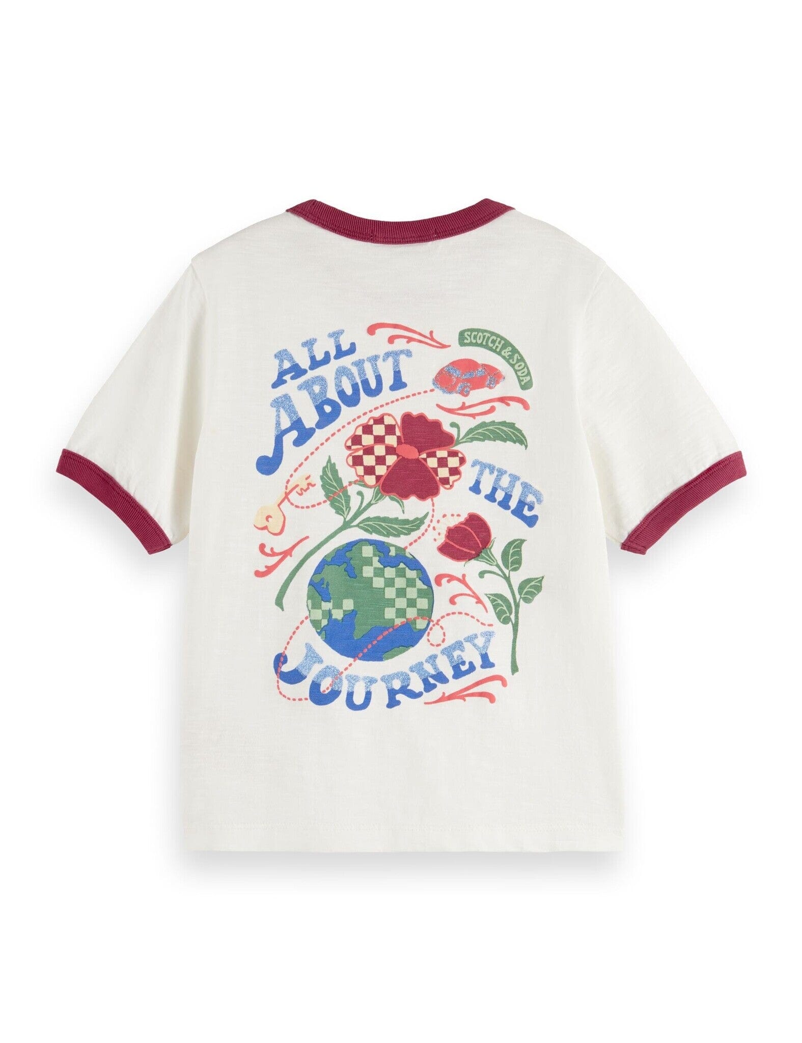 SCOTCH & SODA Kinder T-Shirt weiß mit coolem Print "All about the Journey" T-Shirt Scotch & Soda 