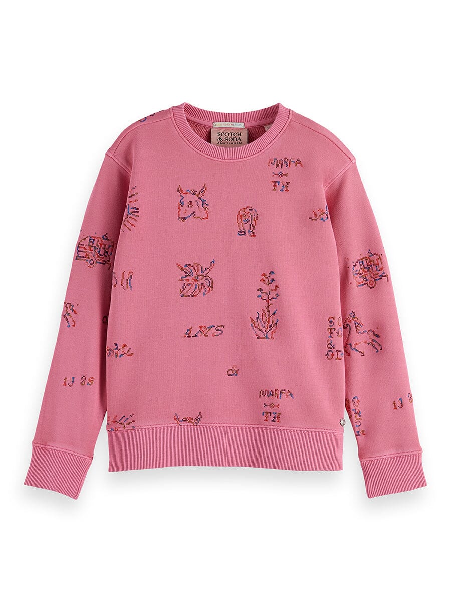 Scotch & Soda Kids Sweatshirt „Crossstitch Embroidered“ – Chateau Rose Sweatshirt Scotch & Soda 10 Jahre 