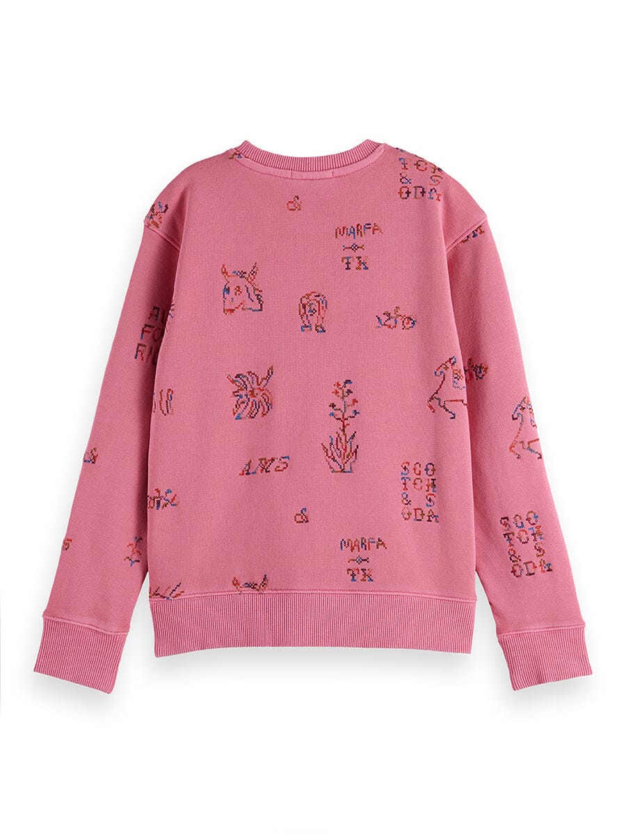 Scotch & Soda Kids Sweatshirt „Crossstitch Embroidered“ – Chateau Rose Sweatshirt Scotch & Soda 