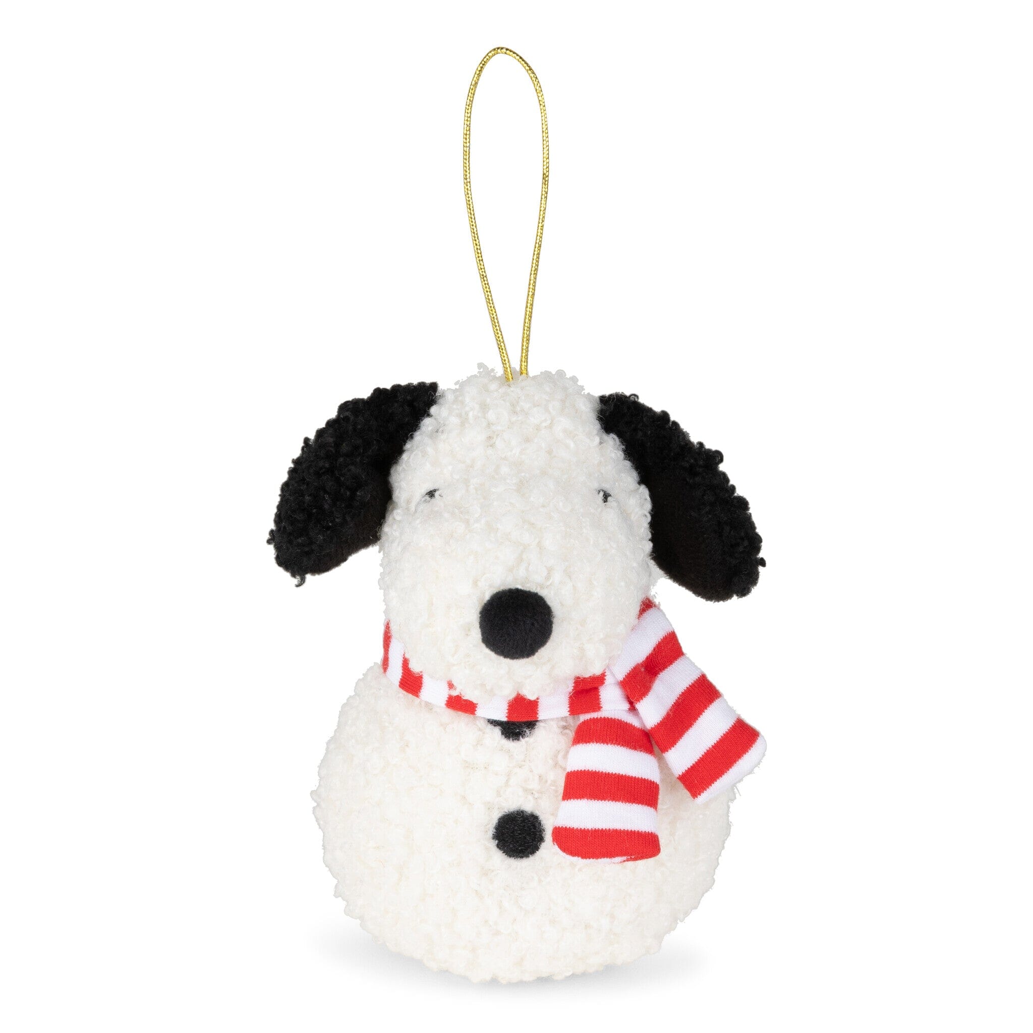 Snoopy Schneeball Anhänger creme 10 cm mit rot weiß gestreiftem Schal Dekoartikel Bon Ton Toys x Peanuts 